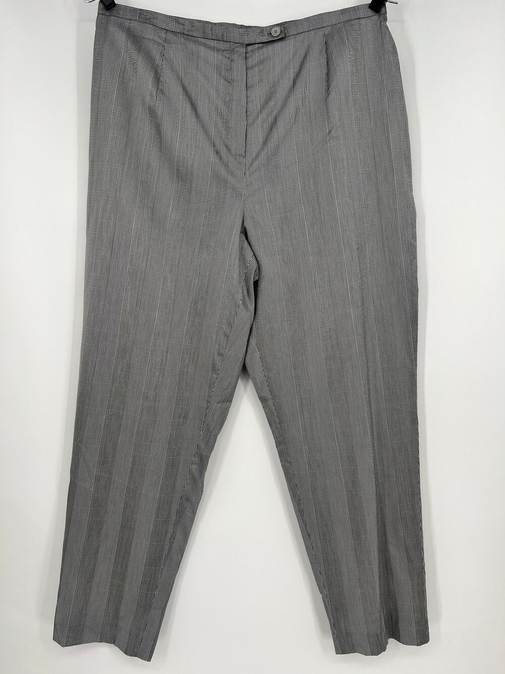 Vtg Tamotsu Women Trouser Pants Cotton Silk Blend 18W Black White Glen Plaid NEW